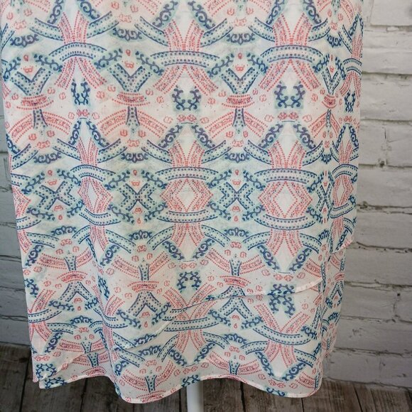 HEART OF CABI MOSAIC PRINT, SHADES OF BLUE AND PINK,  TOP BLOUSE, LINED, SIZE M - Picture 5 of 9